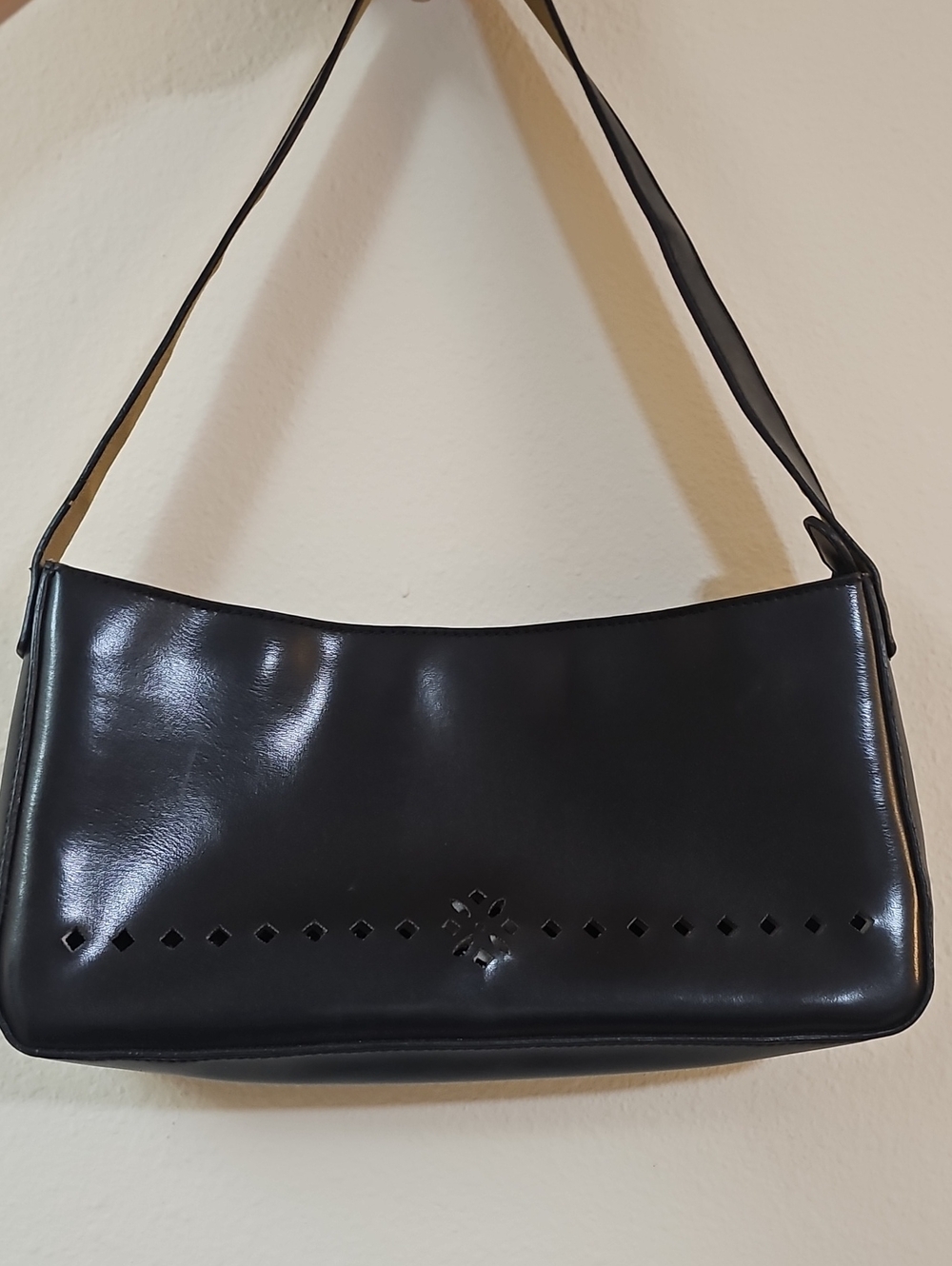 Classic Black Simulated Leather Shoulder Bag - Timeless Women's Handbag